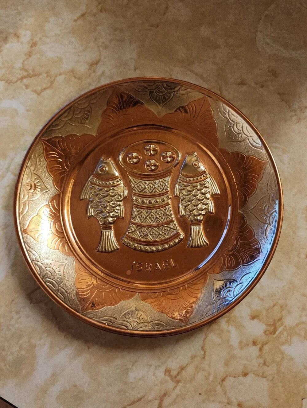 Vintage David Miro Artist Religious Israel Plate,Copper,Brass,Silver Plated,6in